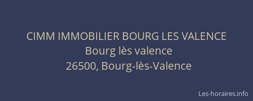 CIMM IMMOBILIER BOURG LES VALENCE