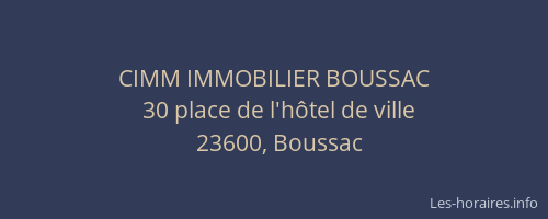 CIMM IMMOBILIER BOUSSAC