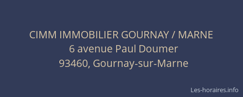 CIMM IMMOBILIER GOURNAY / MARNE