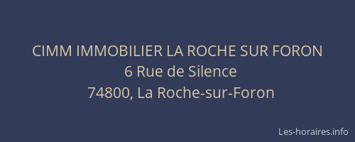 CIMM IMMOBILIER LA ROCHE SUR FORON