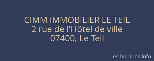CIMM IMMOBILIER LE TEIL