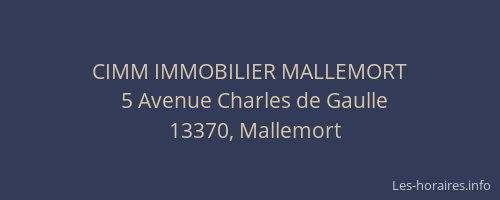 CIMM IMMOBILIER MALLEMORT
