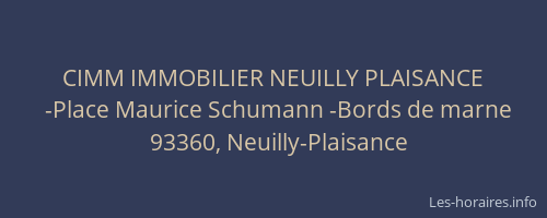 CIMM IMMOBILIER NEUILLY PLAISANCE