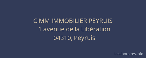 CIMM IMMOBILIER PEYRUIS
