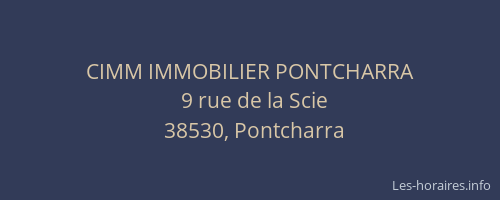 CIMM IMMOBILIER PONTCHARRA