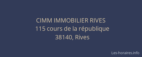 CIMM IMMOBILIER RIVES