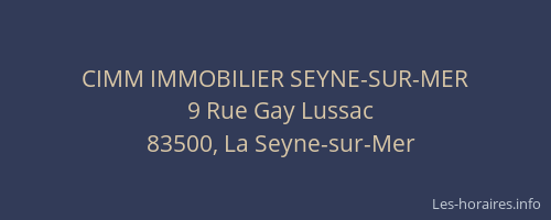 CIMM IMMOBILIER SEYNE-SUR-MER