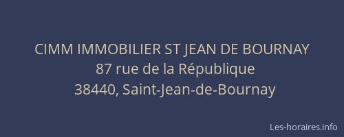 CIMM IMMOBILIER ST JEAN DE BOURNAY
