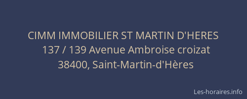 CIMM IMMOBILIER ST MARTIN D'HERES