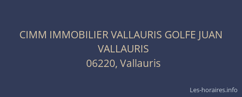 CIMM IMMOBILIER VALLAURIS GOLFE JUAN