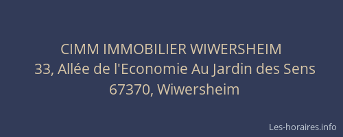 CIMM IMMOBILIER WIWERSHEIM