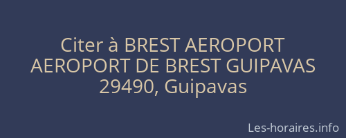Citer à BREST AEROPORT