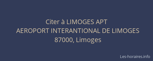 Citer à LIMOGES APT