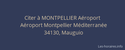 Citer à MONTPELLIER Aéroport