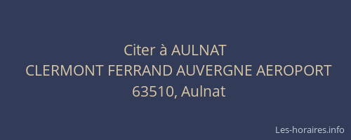 Citer &agrave; AULNAT