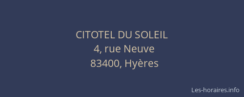 CITOTEL DU SOLEIL