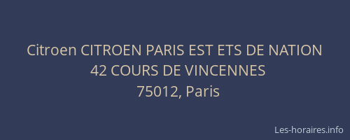 Citroen CITROEN PARIS EST ETS DE NATION