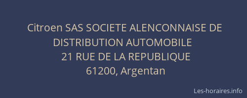 Citroen SAS SOCIETE ALENCONNAISE DE DISTRIBUTION AUTOMOBILE