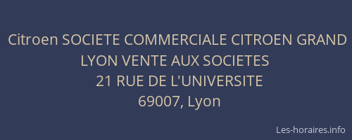 Citroen SOCIETE COMMERCIALE CITROEN GRAND LYON VENTE AUX SOCIETES