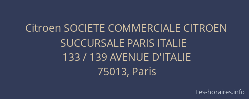 Citroen SOCIETE COMMERCIALE CITROEN SUCCURSALE PARIS ITALIE
