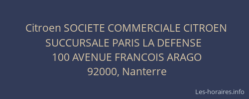 Citroen SOCIETE COMMERCIALE CITROEN SUCCURSALE PARIS LA DEFENSE