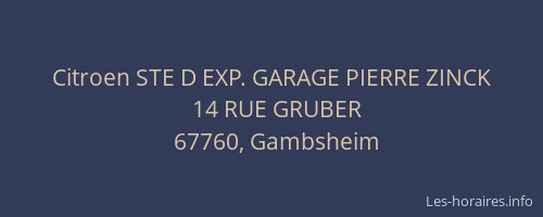 Citroen STE D EXP. GARAGE PIERRE ZINCK