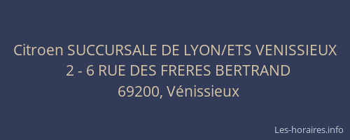Citroen SUCCURSALE DE LYON/ETS VENISSIEUX