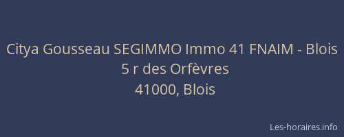 Citya Gousseau SEGIMMO Immo 41 FNAIM - Blois