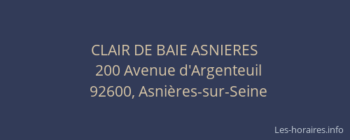 CLAIR DE BAIE ASNIERES