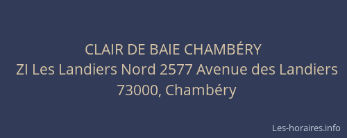 CLAIR DE BAIE CHAMBÉRY