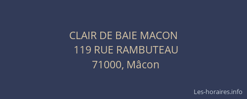 CLAIR DE BAIE MACON