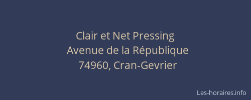 Clair et Net Pressing