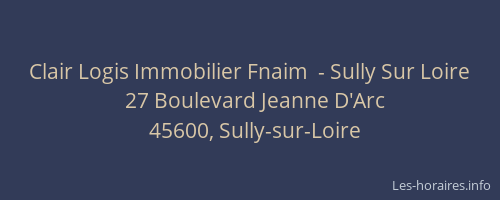 Clair Logis Immobilier Fnaim  - Sully Sur Loire