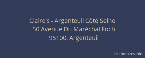 Claire's - Argenteuil Côté Seine