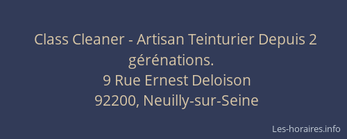 Class Cleaner - Artisan Teinturier Depuis 2 gérénations.