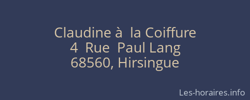 Claudine à  la Coiffure