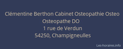 Clémentine Berthon Cabinet Osteopathie Osteo Osteopathe DO