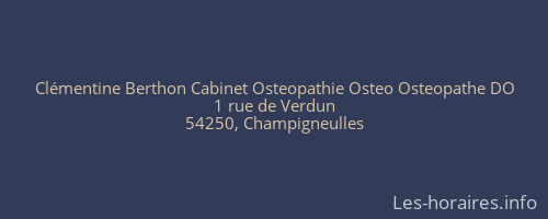 Clémentine Berthon Cabinet Osteopathie Osteo Osteopathe DO