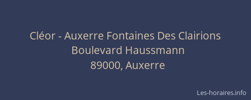 Cléor - Auxerre Fontaines Des Clairions