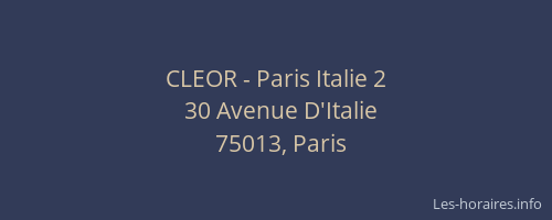 CLEOR - Paris Italie 2