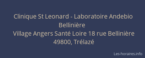 Clinique St Leonard - Laboratoire Andebio Bellinière