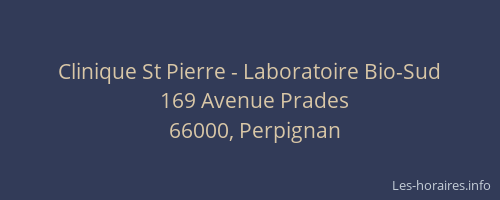 Clinique St Pierre - Laboratoire Bio-Sud