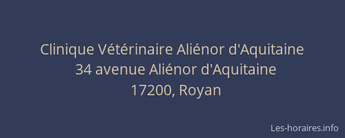 Clinique V&eacute;t&eacute;rinaire Ali&eacute;nor d'Aquitaine