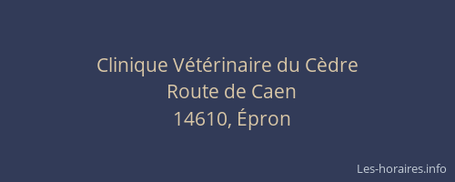 Clinique V&eacute;t&eacute;rinaire du C&egrave;dre