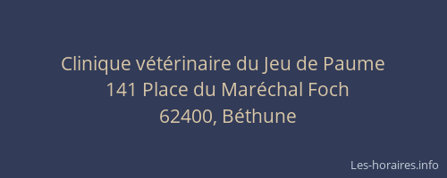 Clinique v&eacute;t&eacute;rinaire du Jeu de Paume