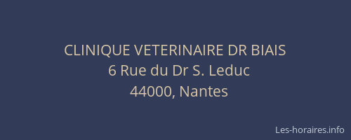 CLINIQUE VETERINAIRE DR BIAIS