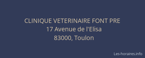 CLINIQUE VETERINAIRE FONT PRE