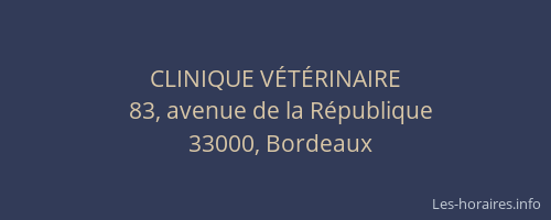 CLINIQUE VÉTÉRINAIRE
