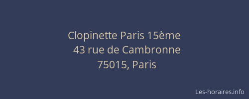 Clopinette Paris 15ème