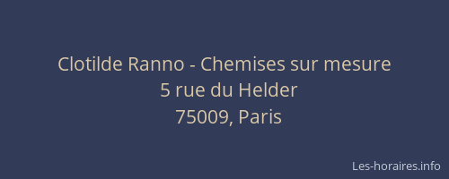 Clotilde Ranno - Chemises sur mesure